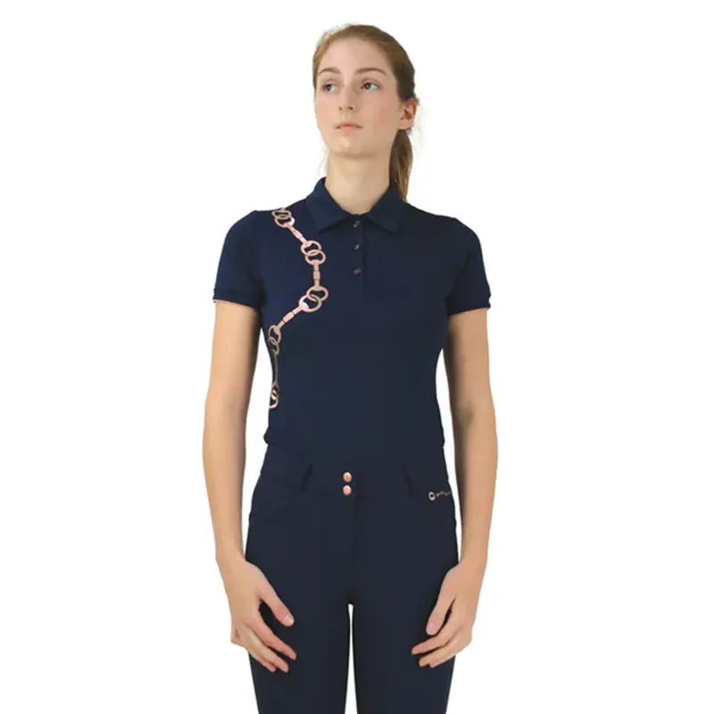 Hy Equestrian Exquisite Stirrup and Bit Collection Polo - Navy